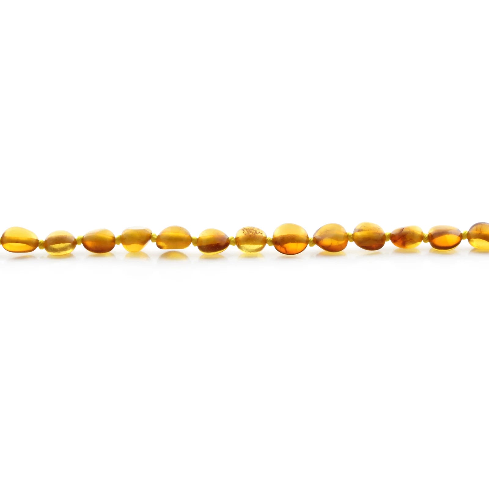 BALTIC AMBER TEETHING BRACELET. SIDE DRILL LIGHT COGNAC 6X4 MM