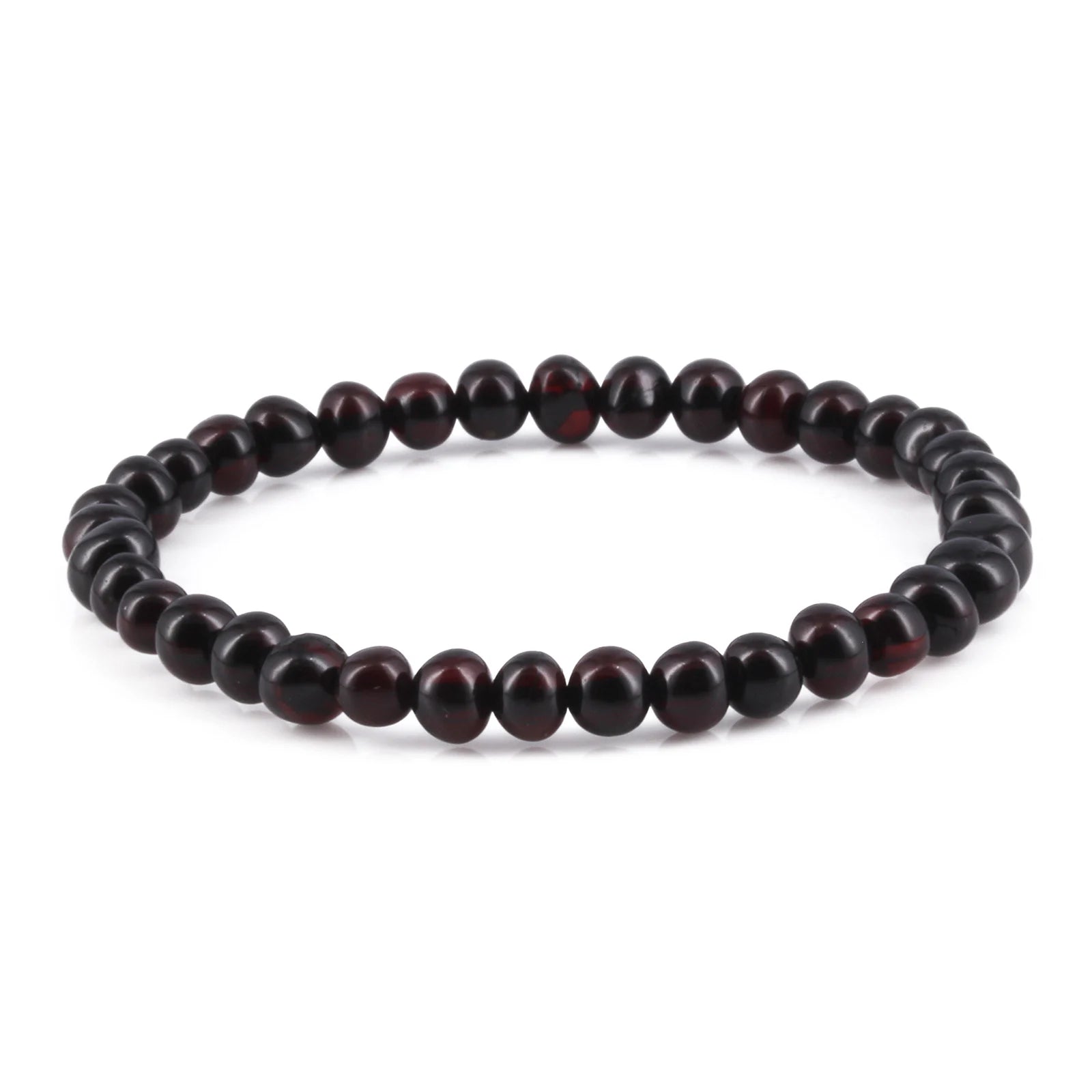 Adult Baltic Amber Bracelet. Baroque Dark Cognac 5mm - XB55DC