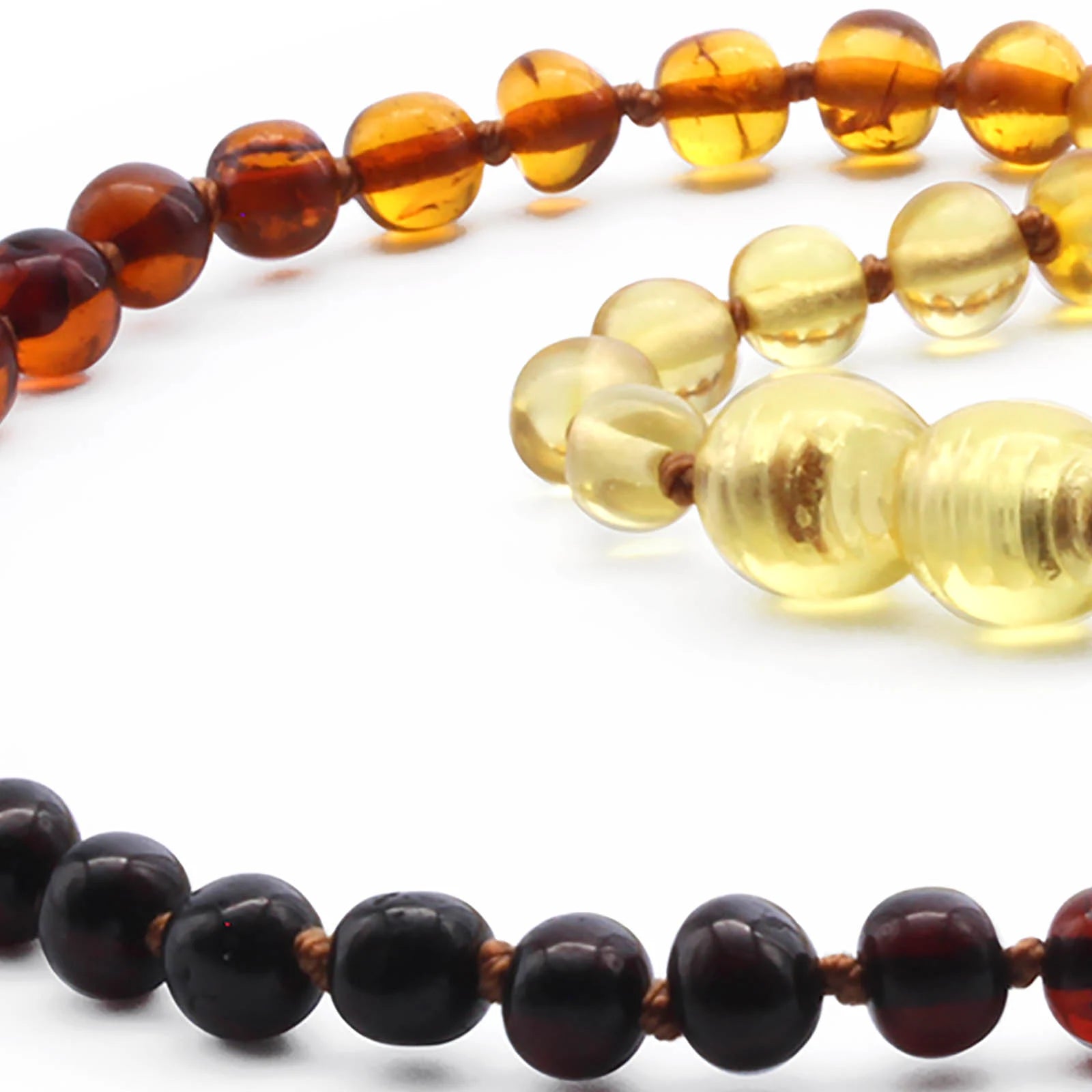 Baltic Amber Teething Necklace. Baroque Rainbow 5mm - XB54R1
