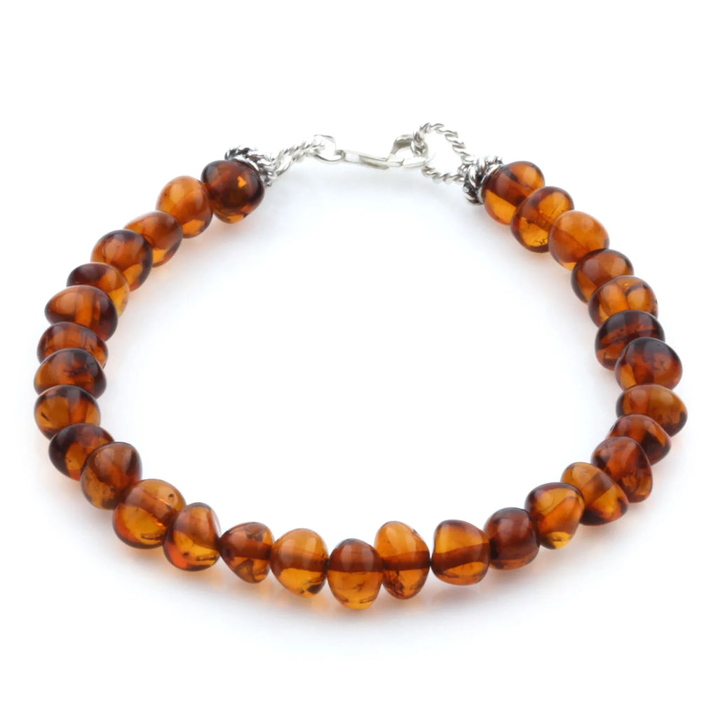 Adult Baltic Amber & 925 Sterling Silver Clasp Bracelet 18cm. SB101