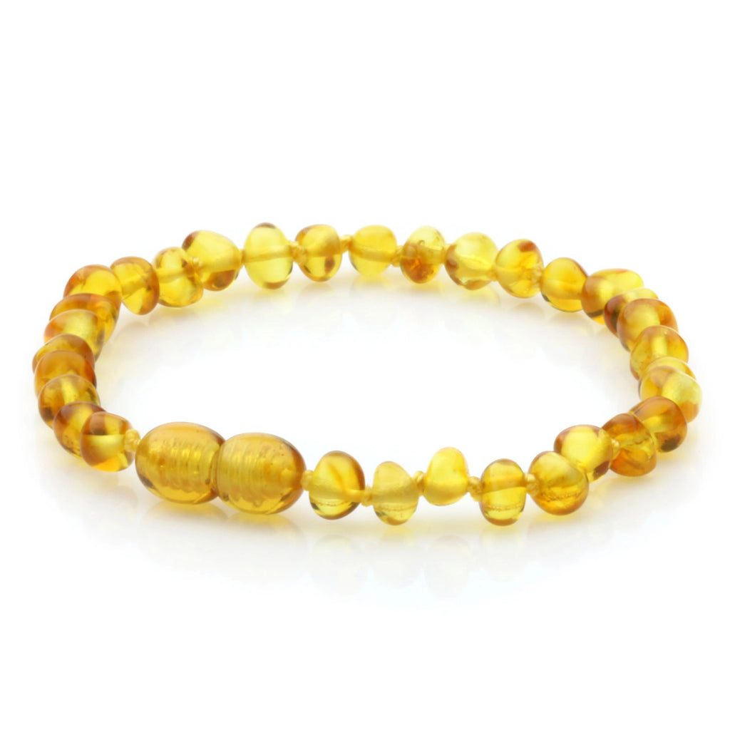 Adult Baltic Amber Bracelet. Baroque Light Cognac 5mm - BA139