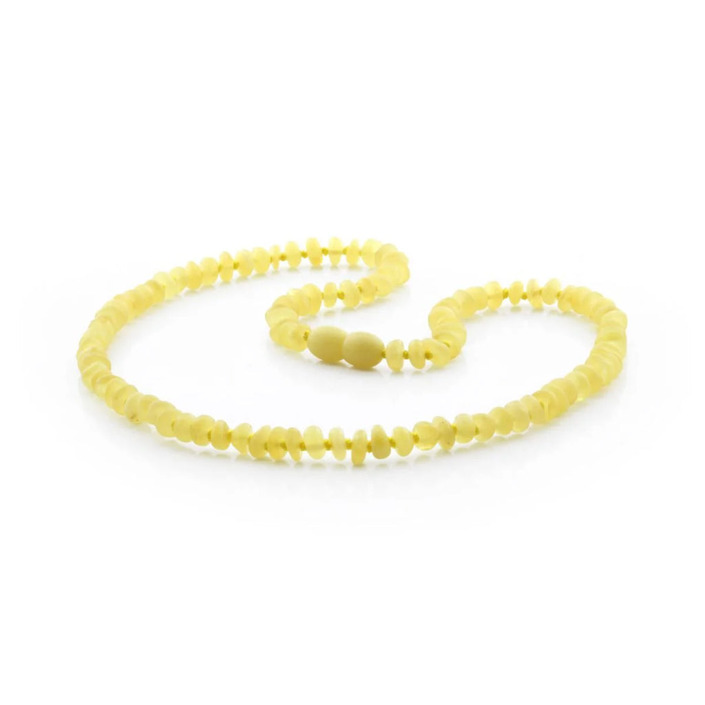 ADULT BALTIC AMBER NECKLACE. ROUNDEL MILKY YELLOW 5X3 MM