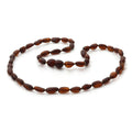 Dark cognac Baltic amber olive adult necklace, 45cm