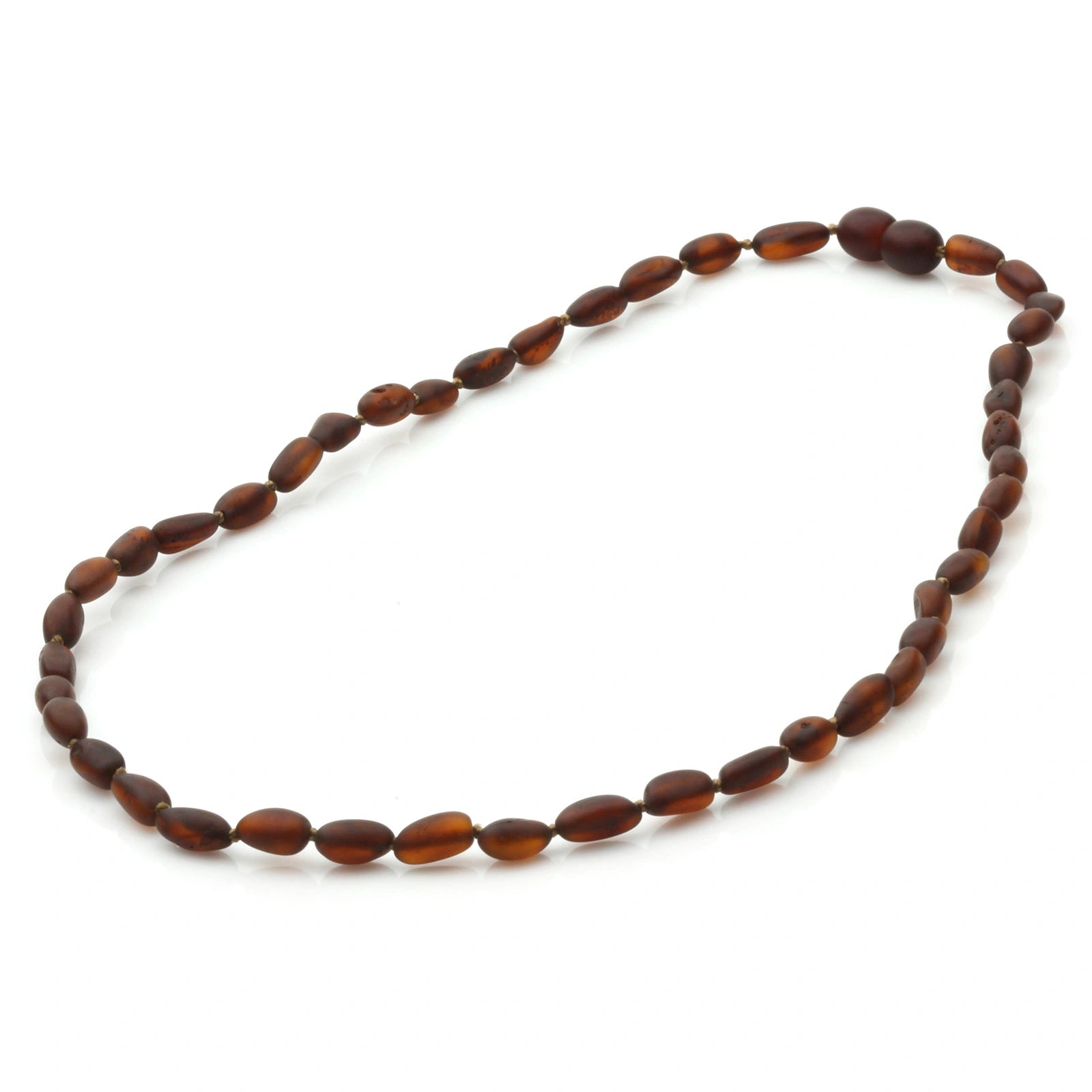Adult Baltic Amber Necklace. Olive Dark Cognac Matte 5mm - OL45