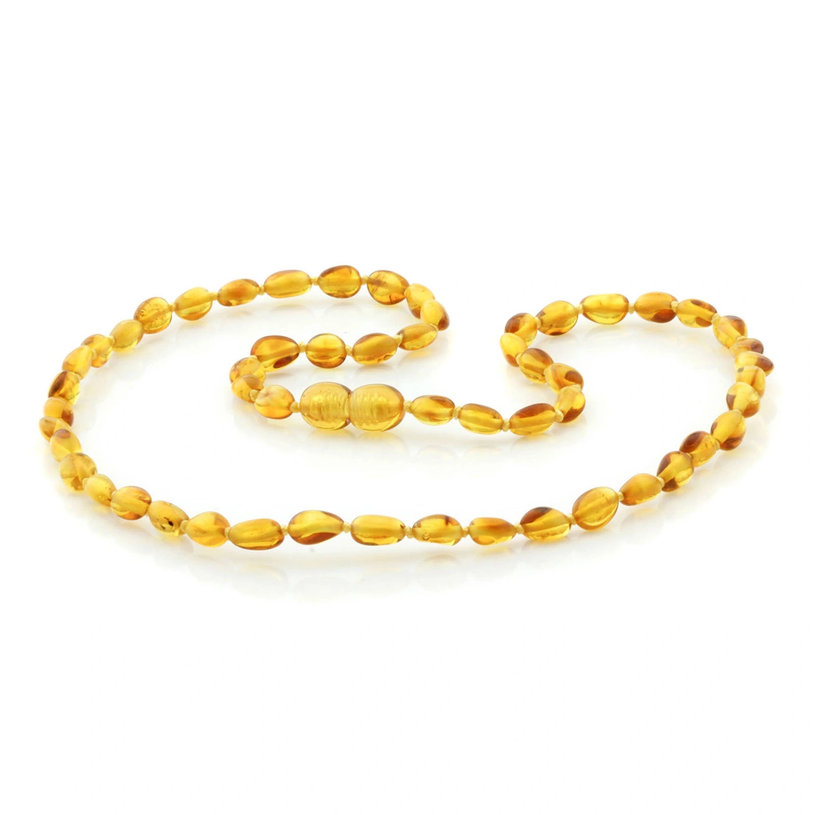 Adult Baltic Amber Necklace. Olive Light Cognac Glossy 5mm - OL39