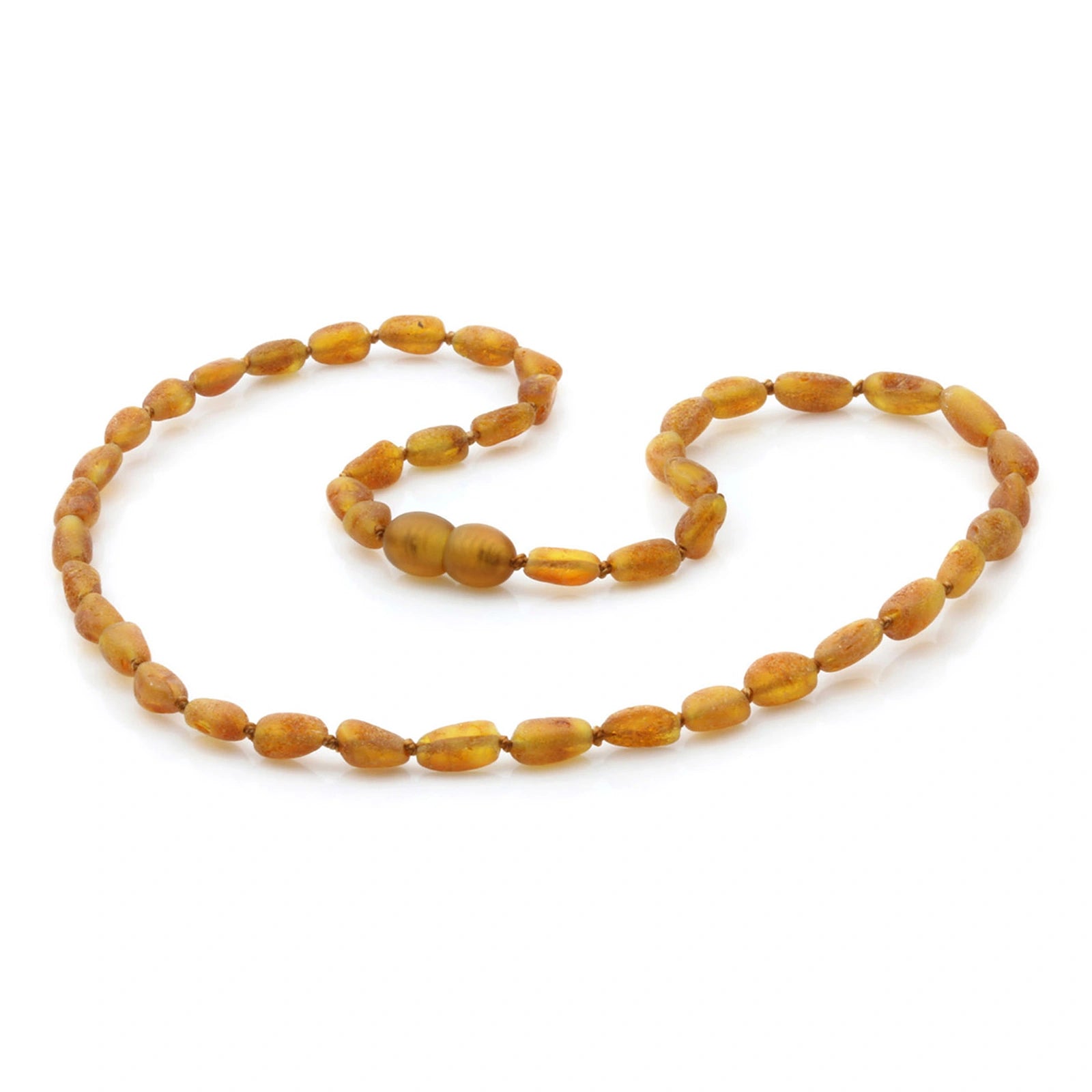 Adult Baltic Amber Necklace. Olive Light Cognac Rough 5mm - OL49