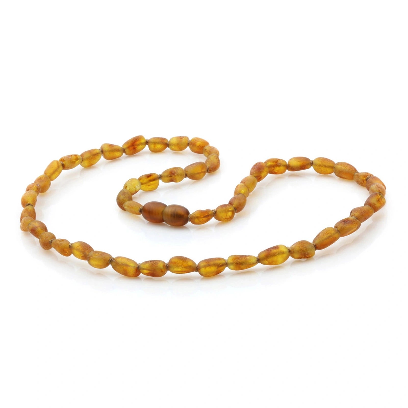 Adult Baltic Amber Necklace. Olive Light Cognac Rough 5mm - OL51