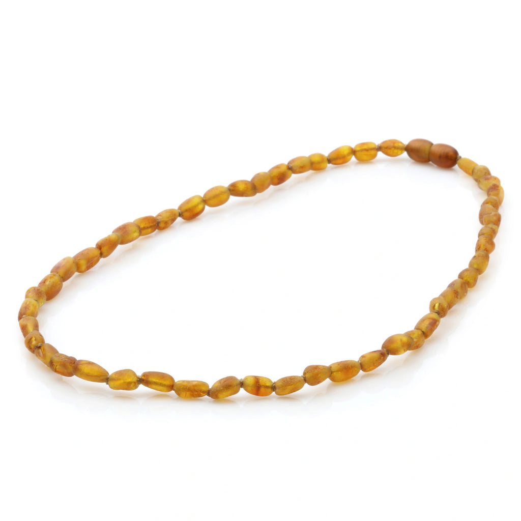 Adult Baltic Amber Necklace. Olive Light Cognac Rough 5mm - OL51