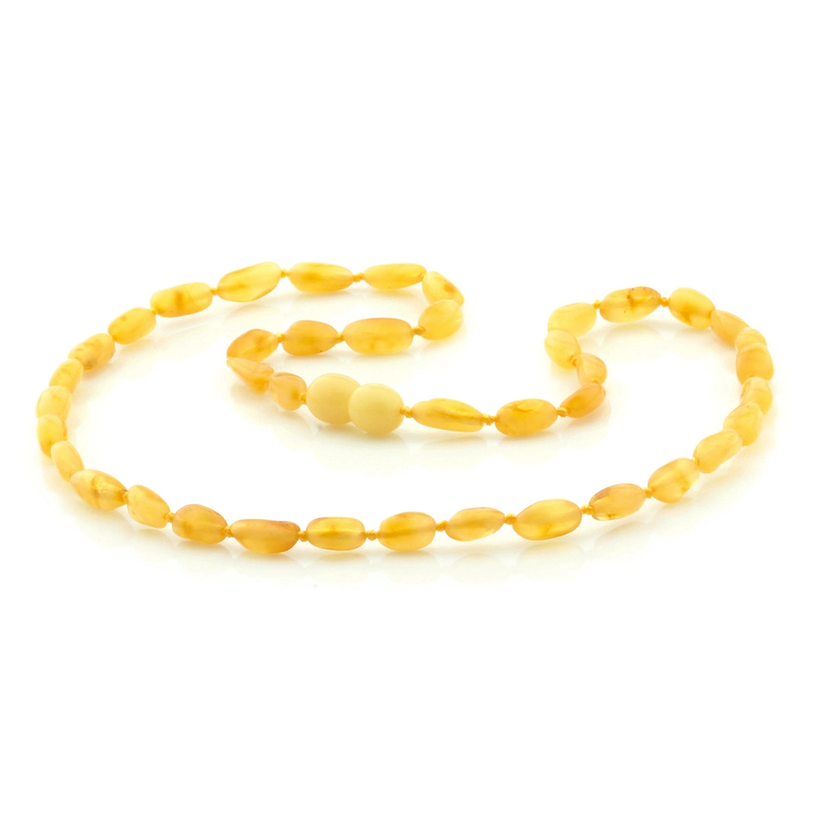 Adult Baltic Amber Necklace. Olive Milky Yellow Glossy 5mm - OL38