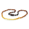 Rainbow Baltic amber olive adult necklace, 45cm