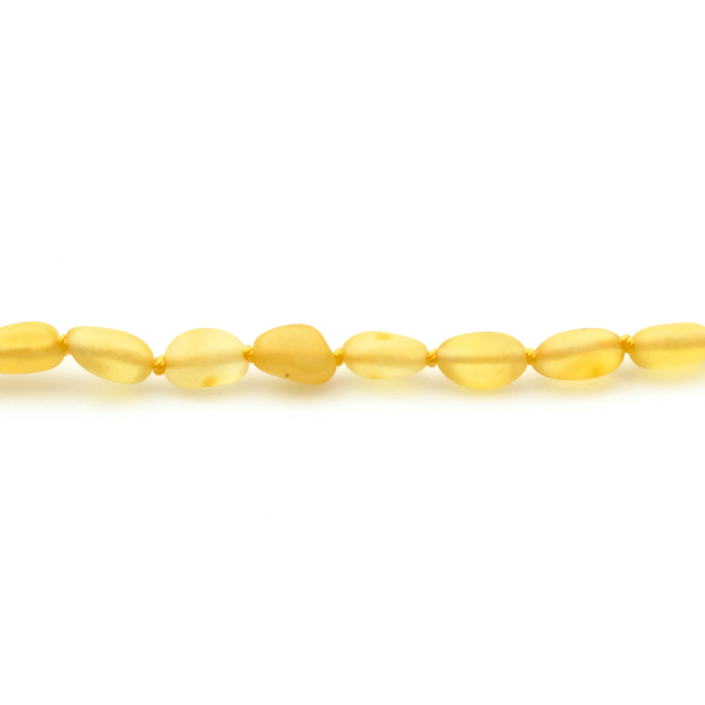 Adult Baltic Amber Necklace. Olive Yellow Matte 5mm - OL43