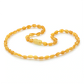 Yellow Baltic amber olive adult necklace, 45cm