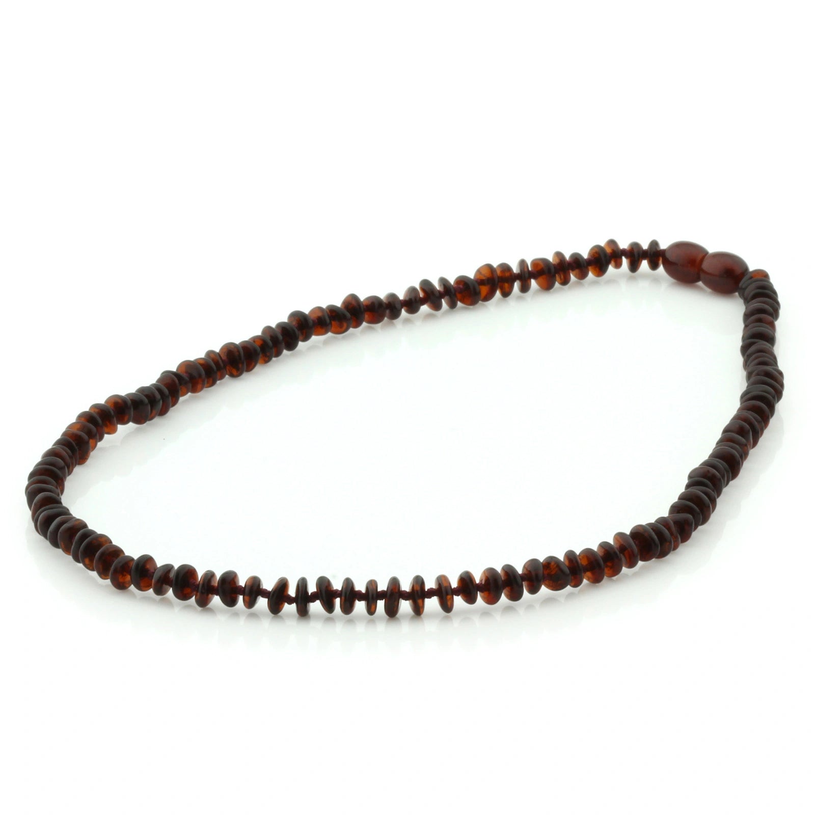 Adult Baltic Amber Necklace. Roundel Dark Cognac 5mm - RO61
