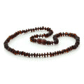 Dark cognac Baltic amber roundel adult necklace, 45cm