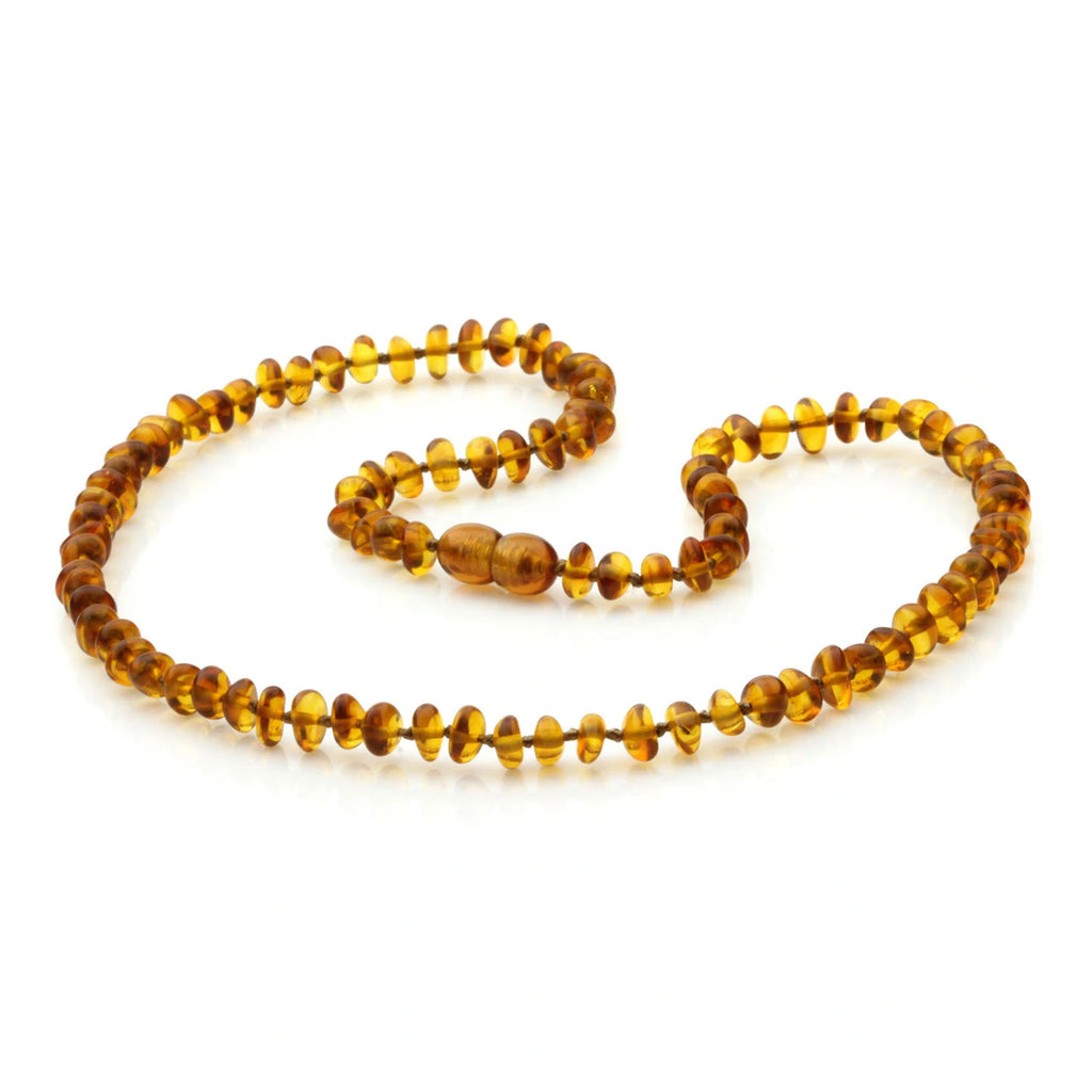 Adult Baltic Amber Necklace. Roundel Light Cognac 5mm - RO78