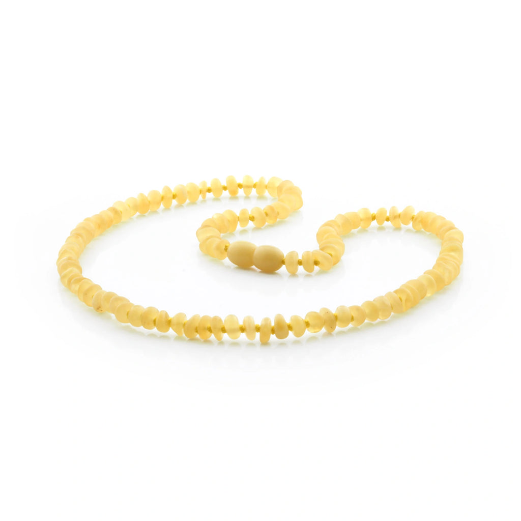Adult Baltic Amber Necklace. Roundel Milky Yellow 5mm - RO53
