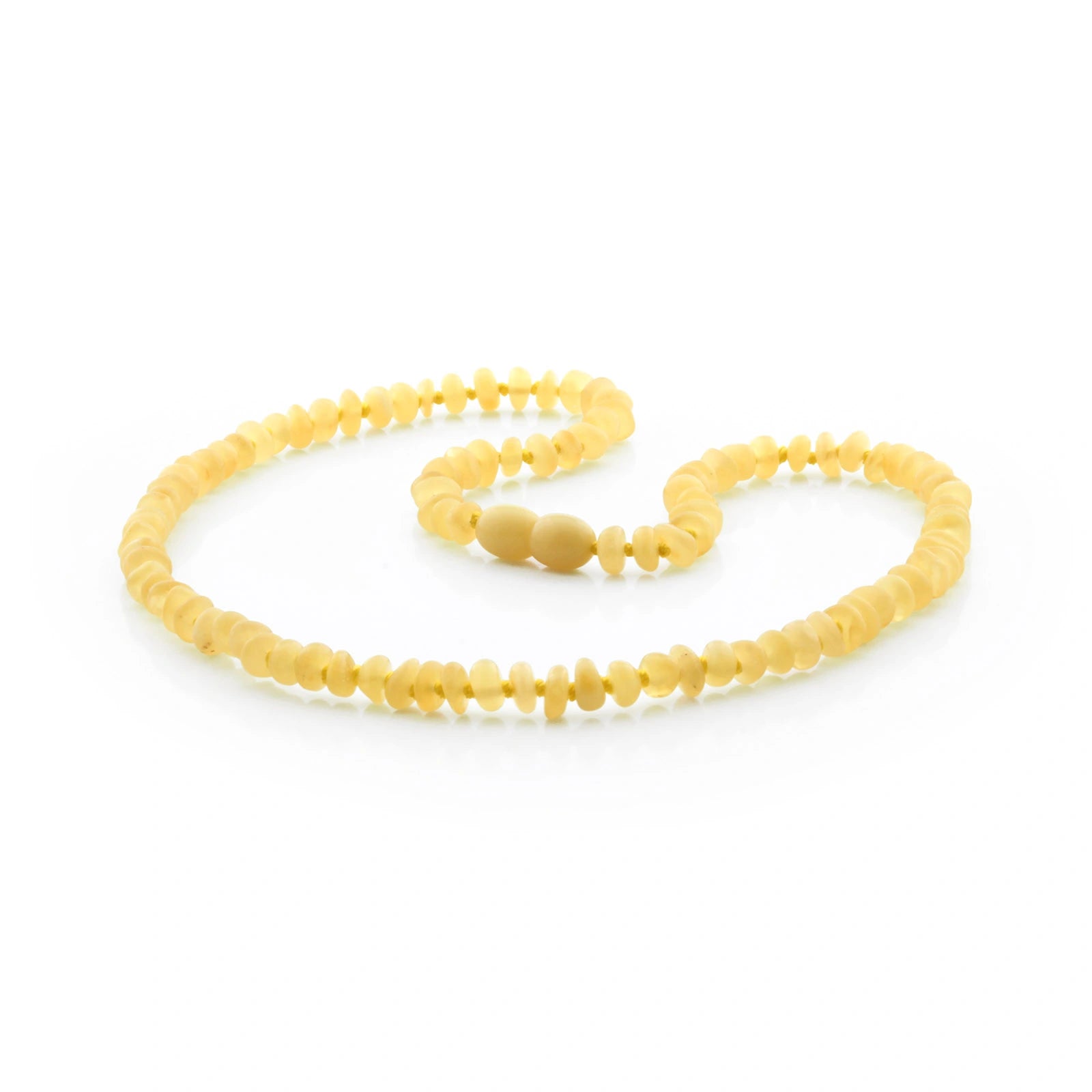 Adult Baltic Amber Necklace. Roundel Milky Yellow 5mm - RO53