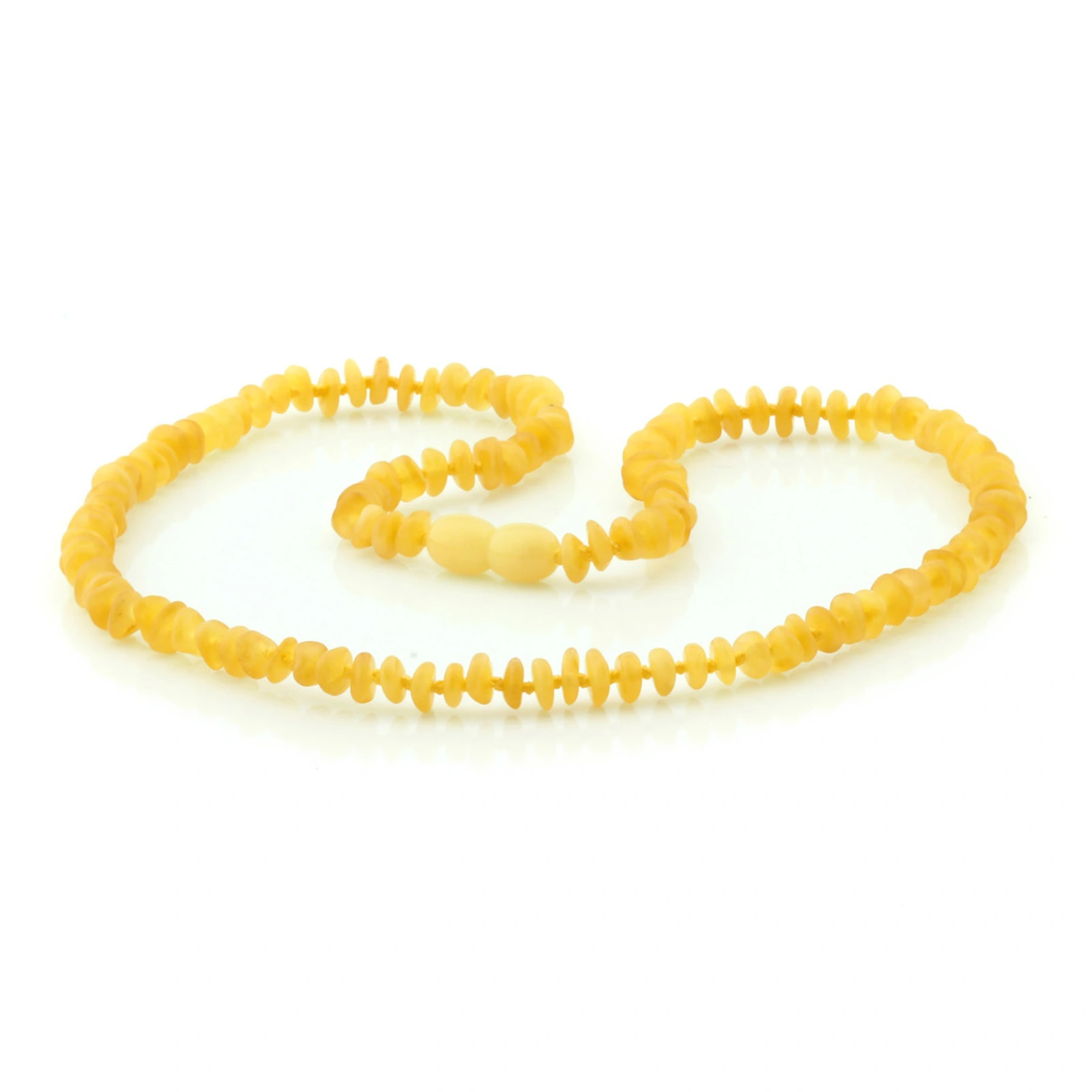 Adult Baltic Amber Necklace. Roundel Milky Yellow 5mm - RO66