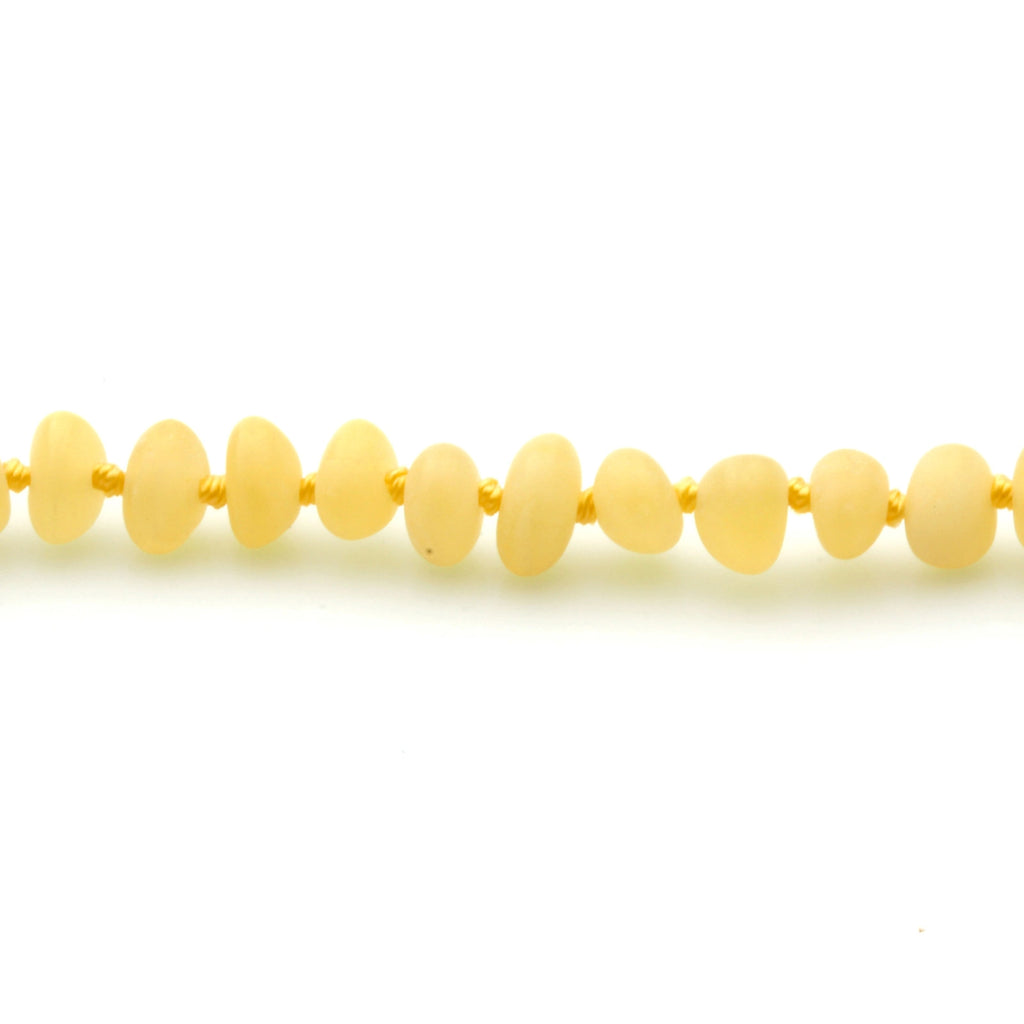 Adult Baltic Amber Necklace. Roundel Milky Yellow 5mm - RO85