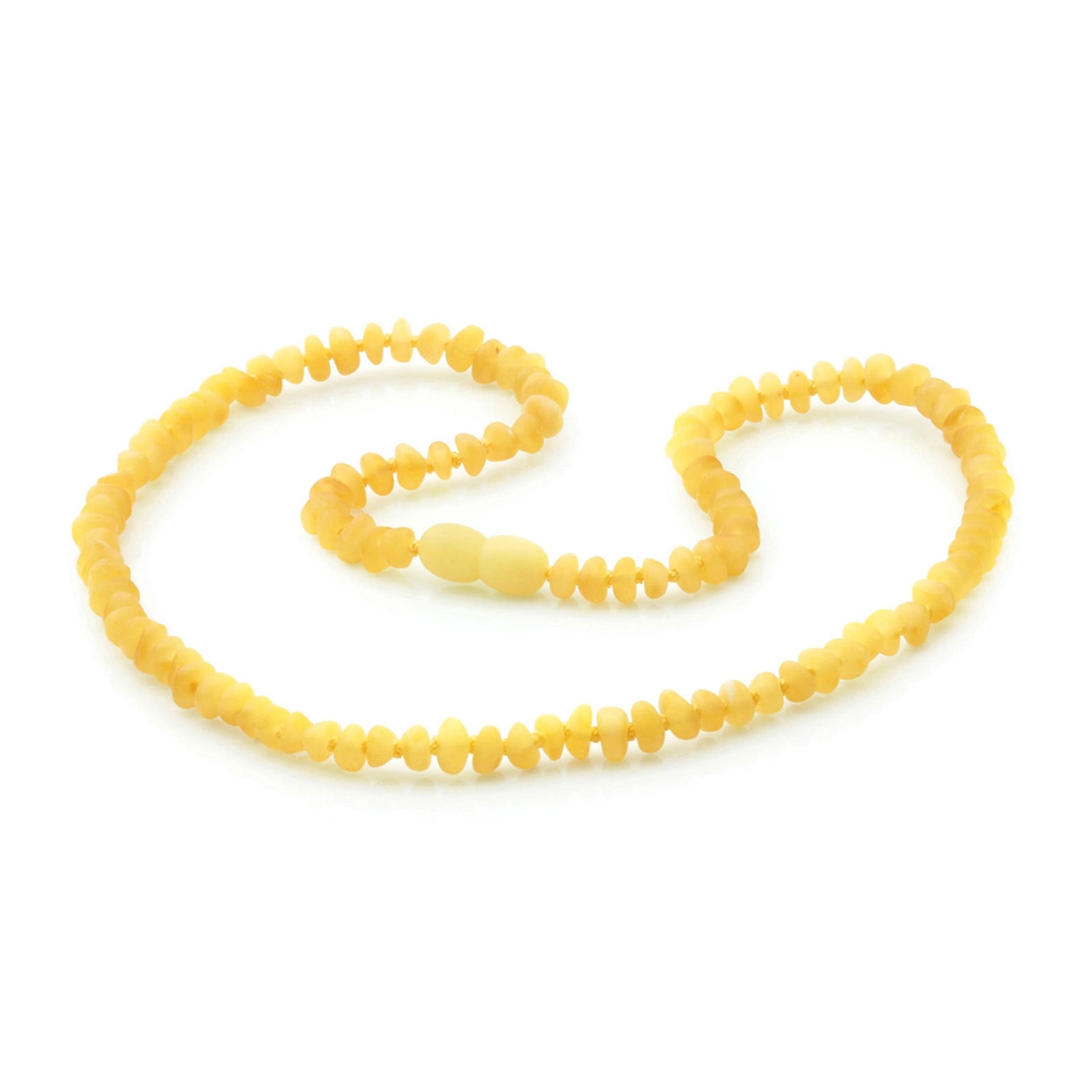 Adult Baltic Amber Necklace. Roundel Milky Yellow 5mm - RO85
