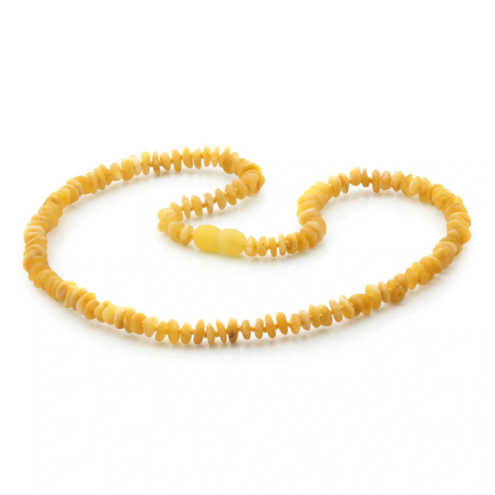 Adult Baltic Amber Necklace. Roundel Milky Yellow 5mm - RO73