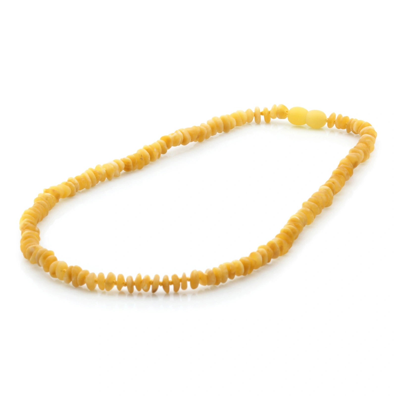 Adult Baltic Amber Necklace. Roundel Milky Yellow 5mm - RO73