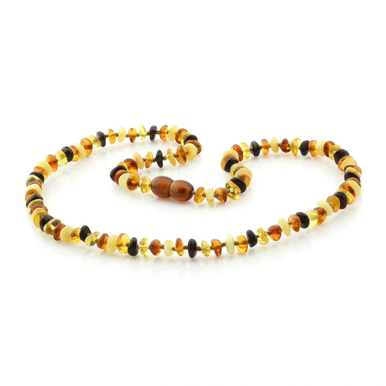 Adult Baltic Amber Necklace. Roundel Multicolour 5mm - RO60