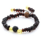 Adult Baltic Amber Bracelet with Lava Stone Mala Tassel. MS03