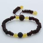 Adult Baltic Amber Bracelet with Lava Stone Mala Tassel. MS07