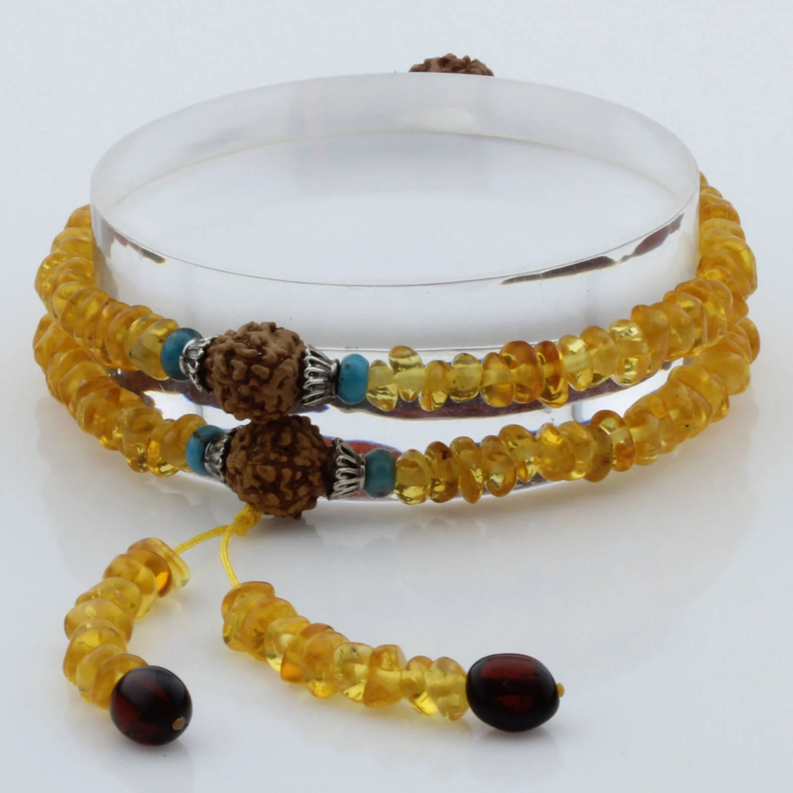 Adult Baltic Amber Bracelet with 925 Sterling Silver Mala Tassel. MD02