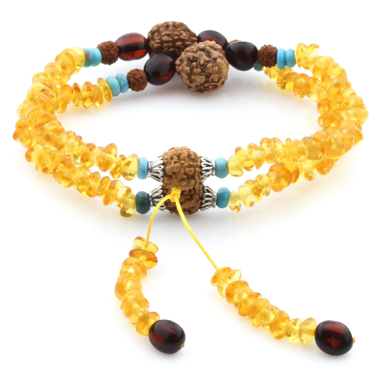 Adult Baltic Amber Bracelet with 925 Sterling Silver Mala Tassel. MD02