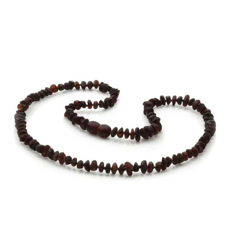 Adult Raw Baltic Amber Necklace. Round Flat Dark Cognac Rough 5x3 mm