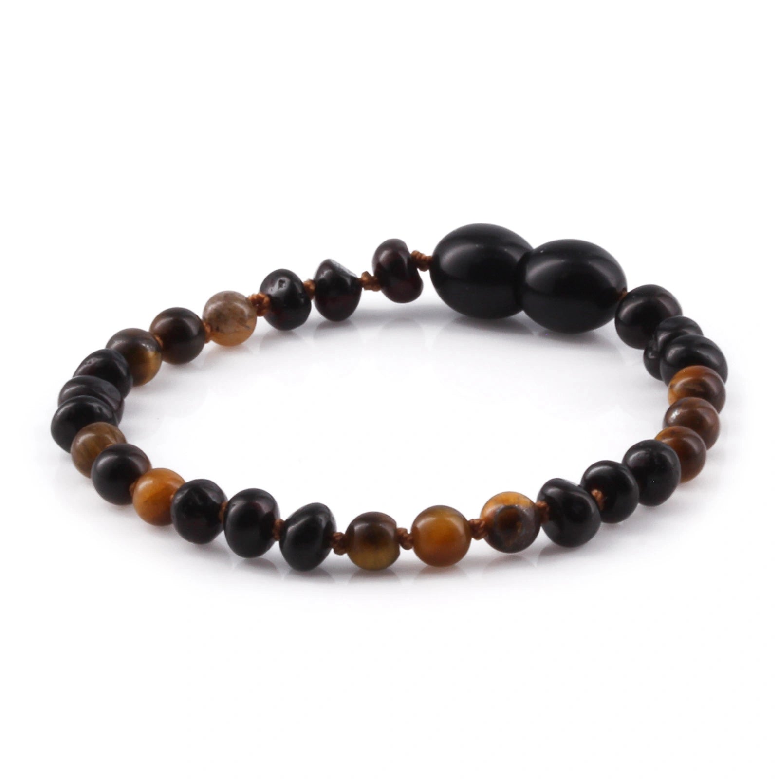 BALTIC AMBER & TIGER EYE TEETHING BRACELET. LIMITED EDITION. LE486