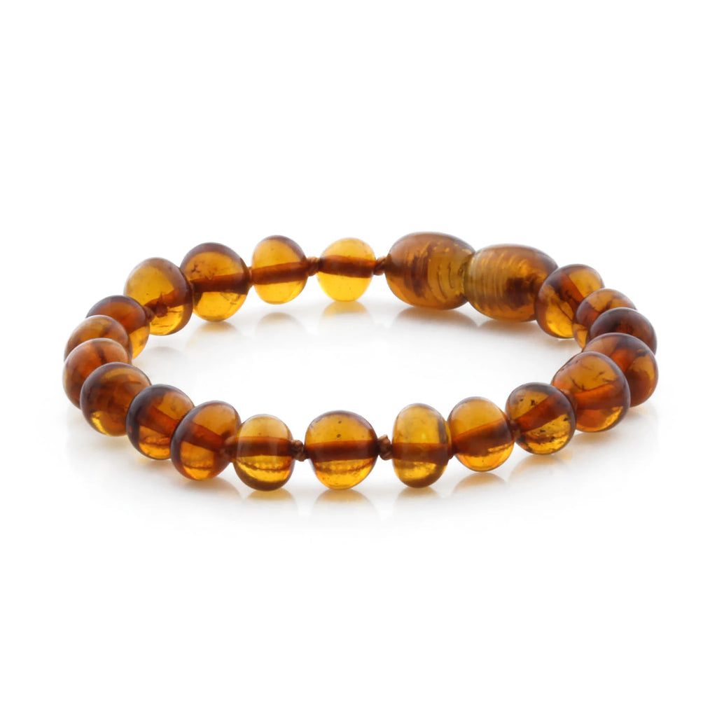 Baltic Amber Teething Bracelet. Baroque Cognac 5mm - BA77