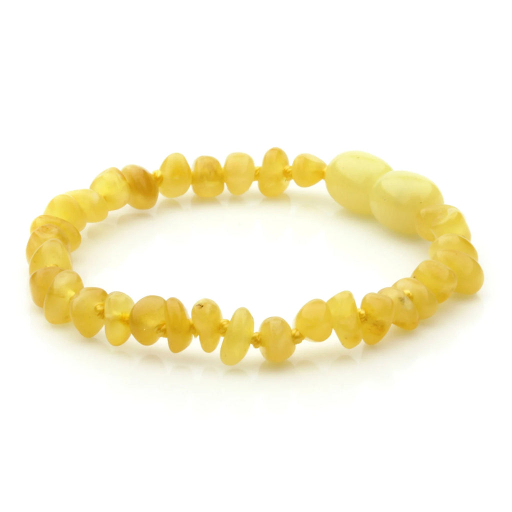 Baltic Amber Teething Bracelet. Baroque Milky Yellow 4mm - BA109