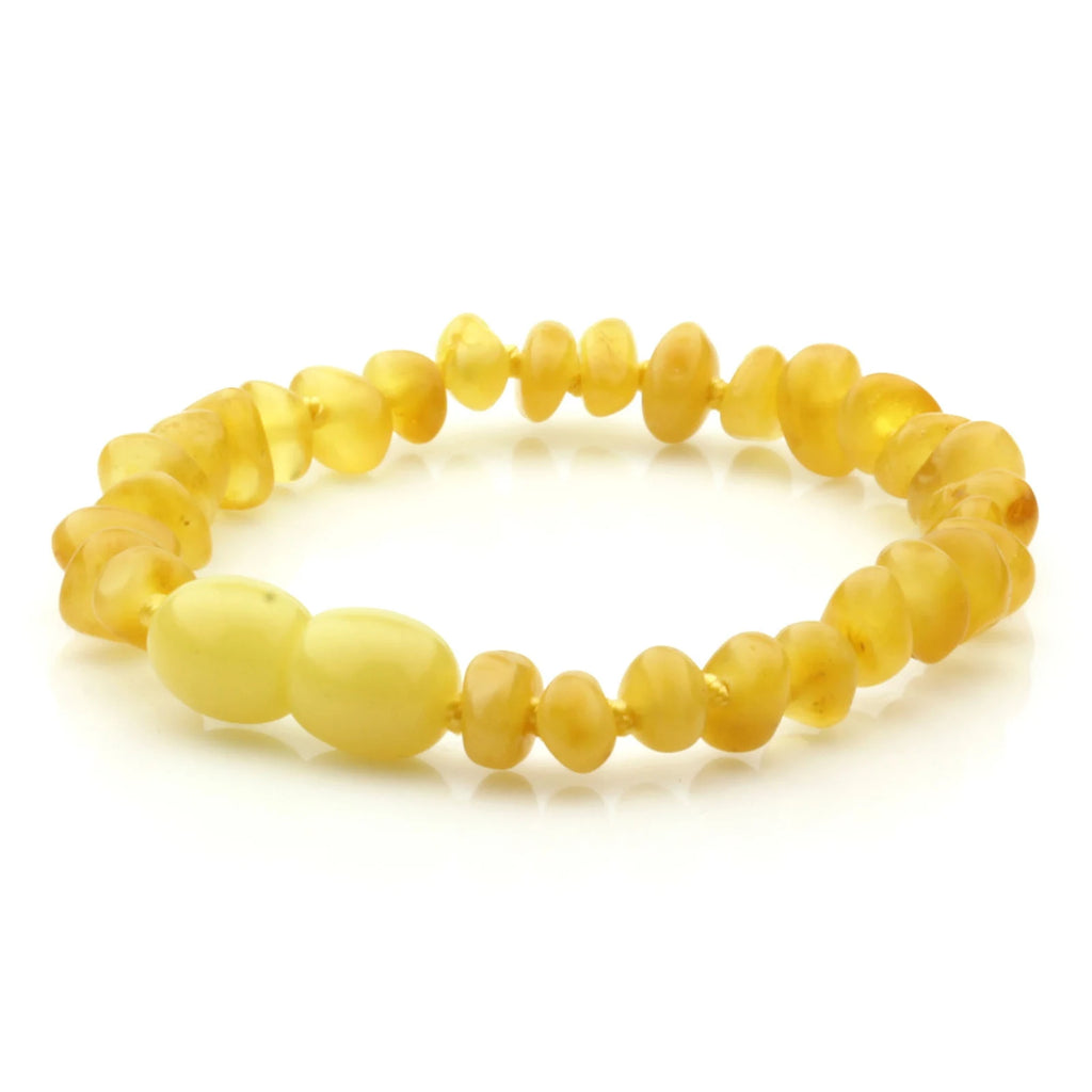 Baltic Amber Teething Bracelet. Baroque Milky Yellow 4mm - BA103