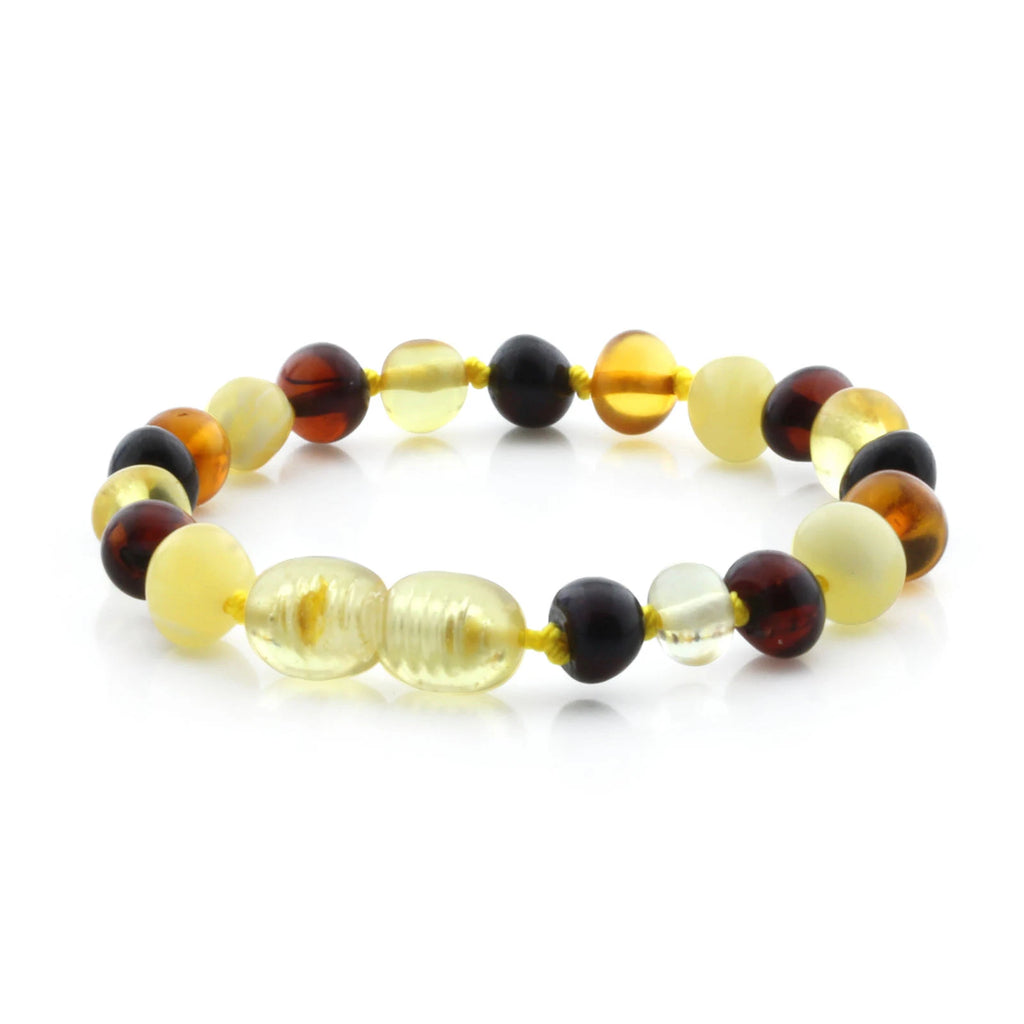 Baltic Amber Teething Bracelet. Baroque Multicolour 5mm - BA76