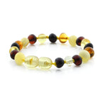 Baltic Amber Teething Bracelet. Baroque Multicolour 5mm - BA76