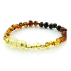 Baltic Amber Teething Bracelet. Baroque Rainbow 4mm - BA105
