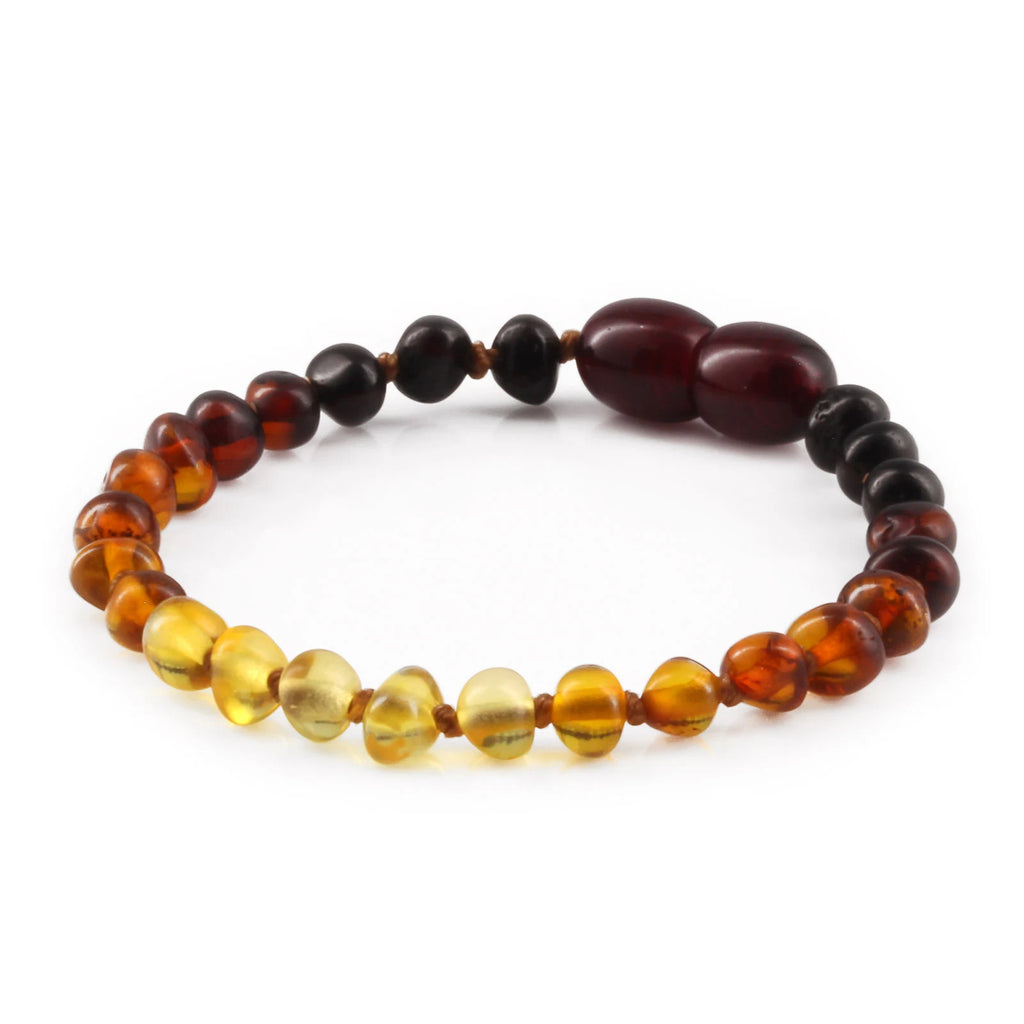 Baltic Amber Teething Bracelet. Baroque Rainbow 4mm - BA106