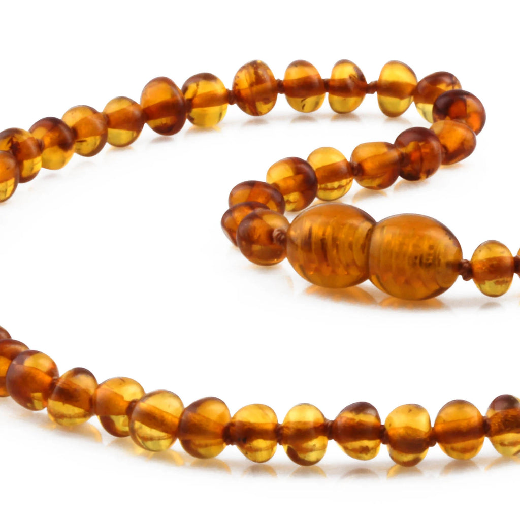Baltic Amber Teething Necklace. Baroque Cognac 5mm - BA7