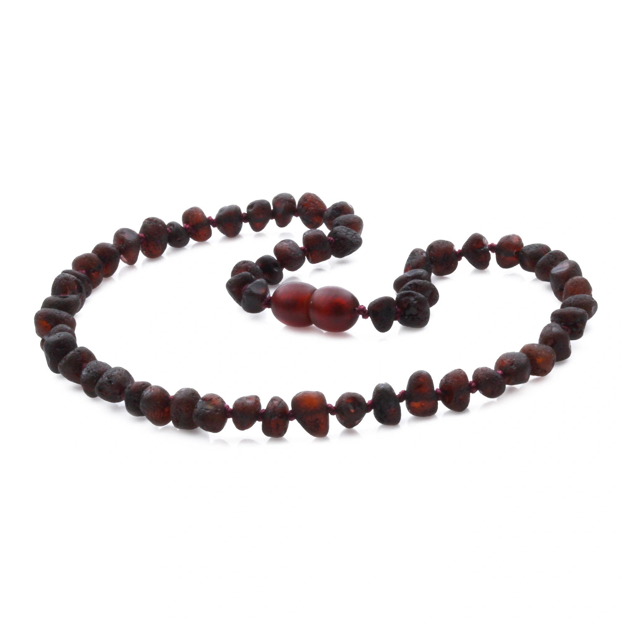 Baltic Amber Teething Necklace. Baroque Dark Cognac 5mm - BA39