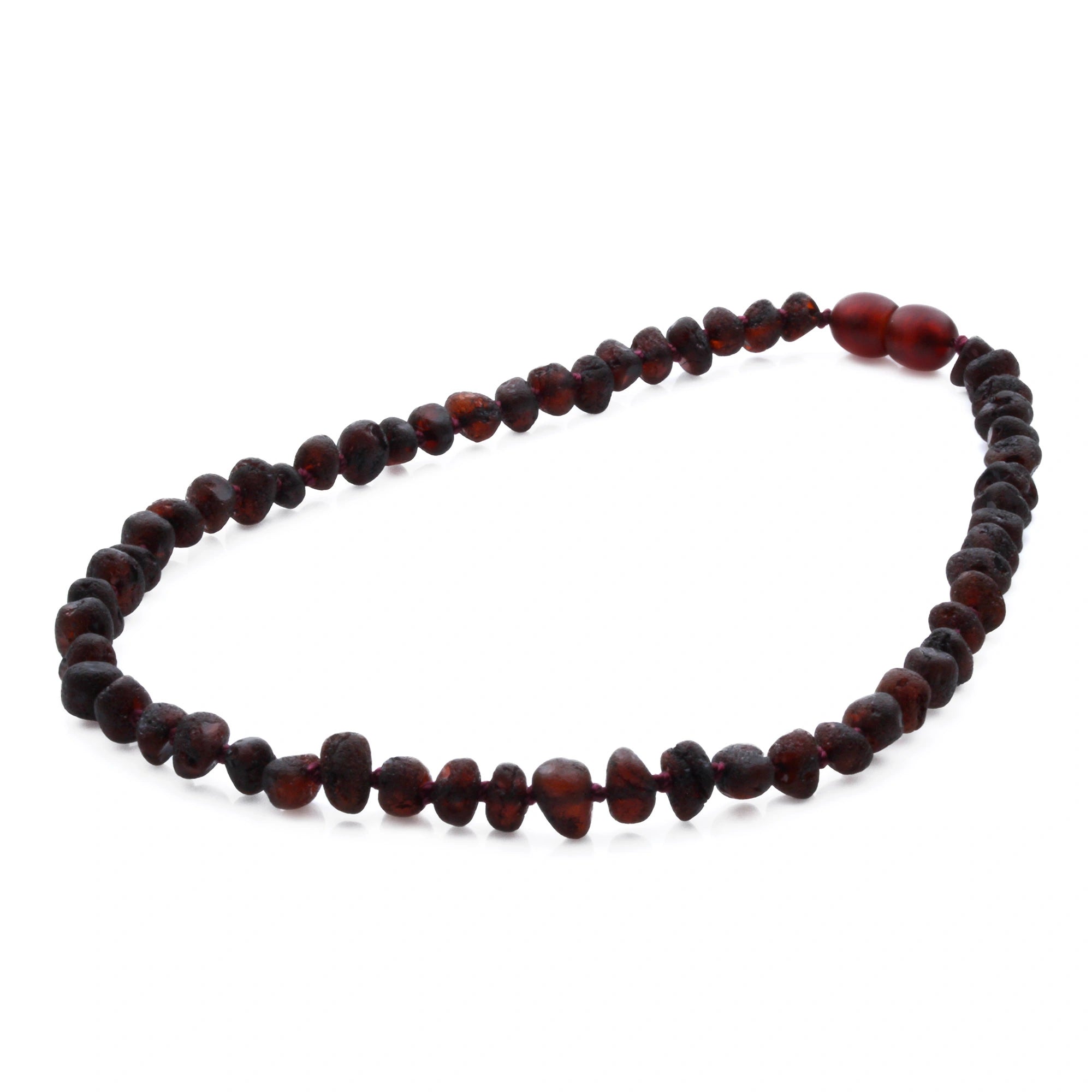 Baltic Amber Teething Necklace. Baroque Dark Cognac 5mm - BA39