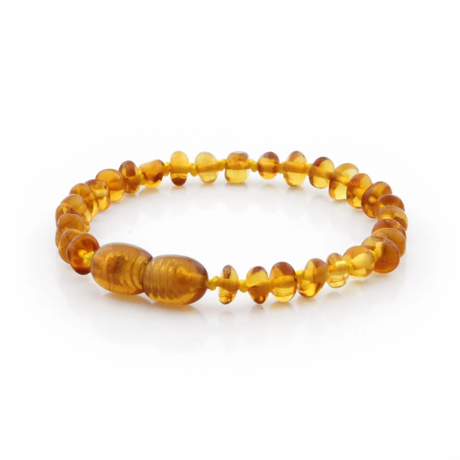 Baltic Amber Teething Bracelet. Baroque Light Cognac 4mm - BA112