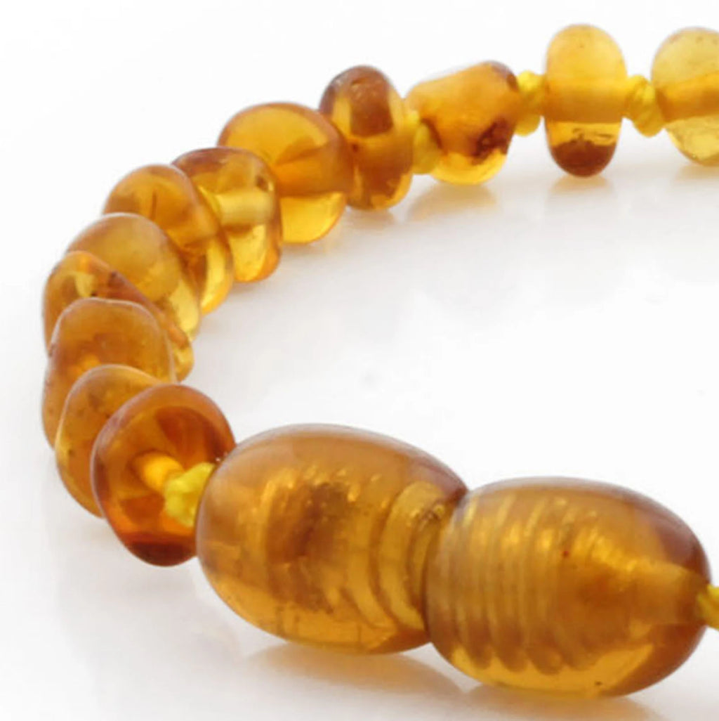 Baltic Amber Teething Bracelet. Baroque Light Cognac 4mm - BA112