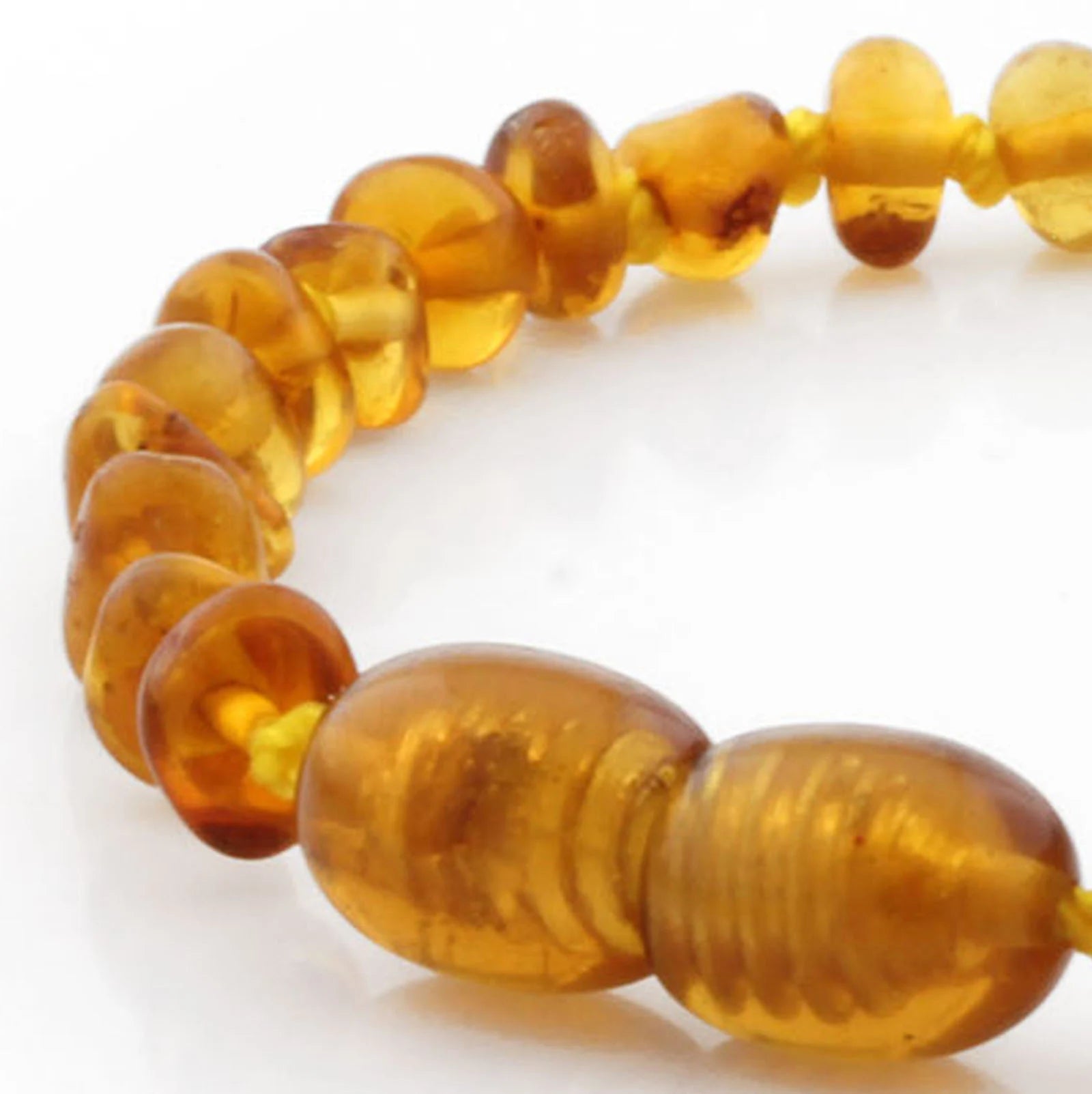 Baltic Amber Teething Bracelet. Baroque Light Cognac 4mm - BA112