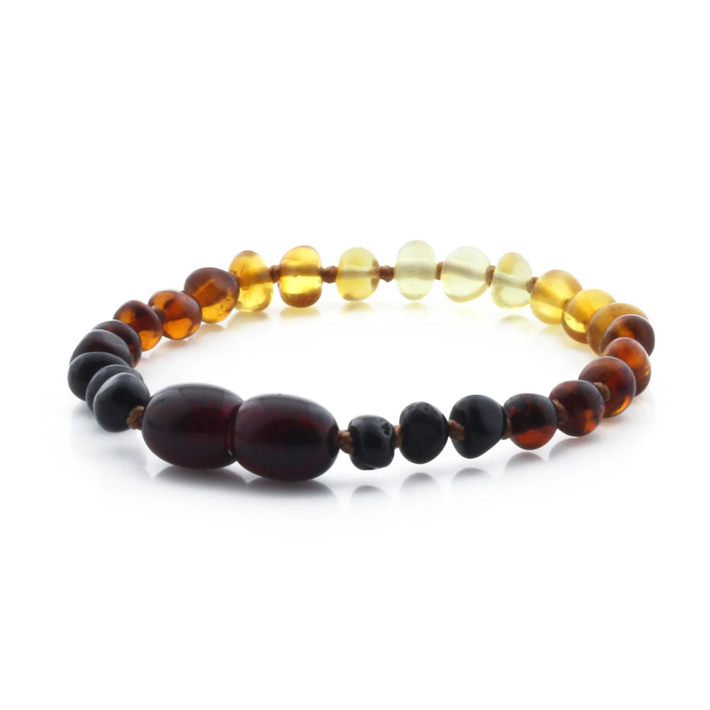 Baltic Amber Teething Bracelet. Baroque Rainbow 4mm - BA98