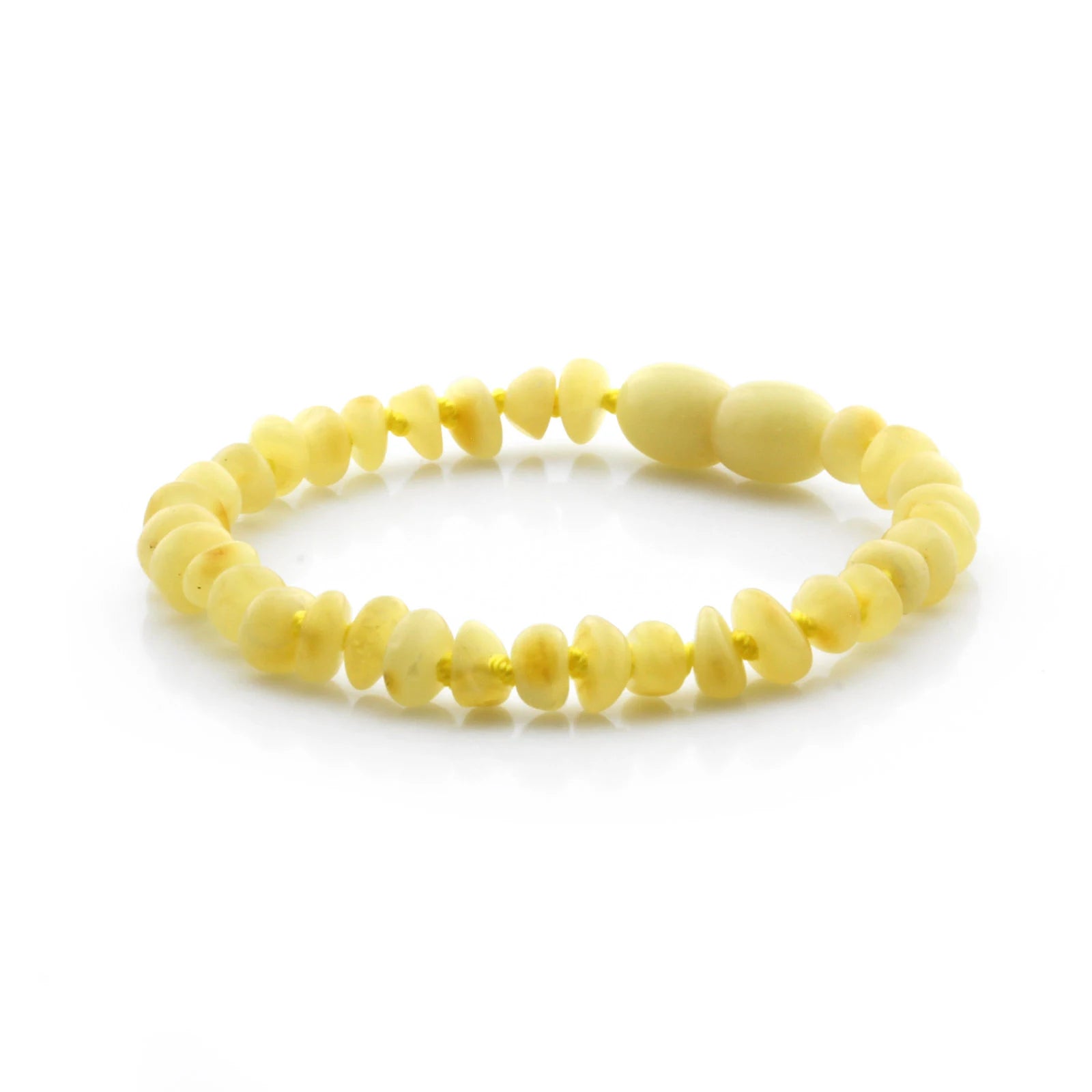 Baltic Amber Teething Bracelet. Roundel Milky Yellow 5mm - RO32