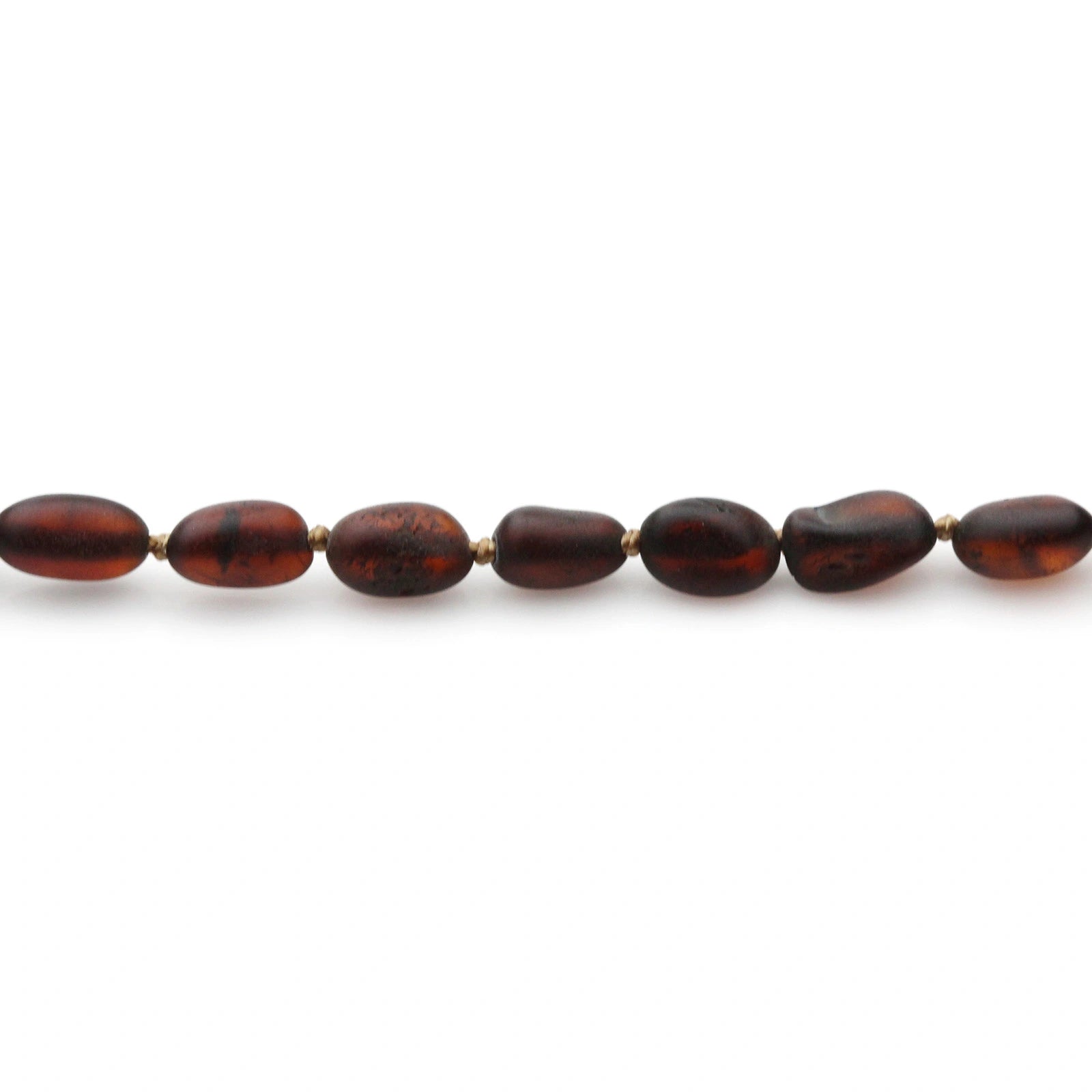 Baltic Amber Teething Bracelet. Olive Dark Cognac Matte 5mm - OL29