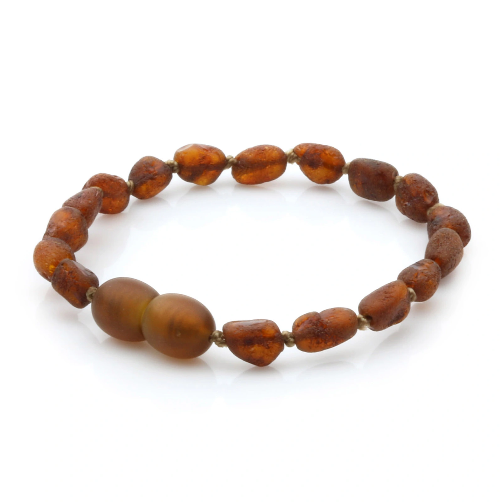 Baltic Amber Teething Bracelet. Olive Cognac Rough 5mm - OL35